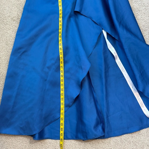 Alfred Sung D831 One‎ Shoulder Slit Maxi Gown Classic Blue 8 - Picture 7 of 7